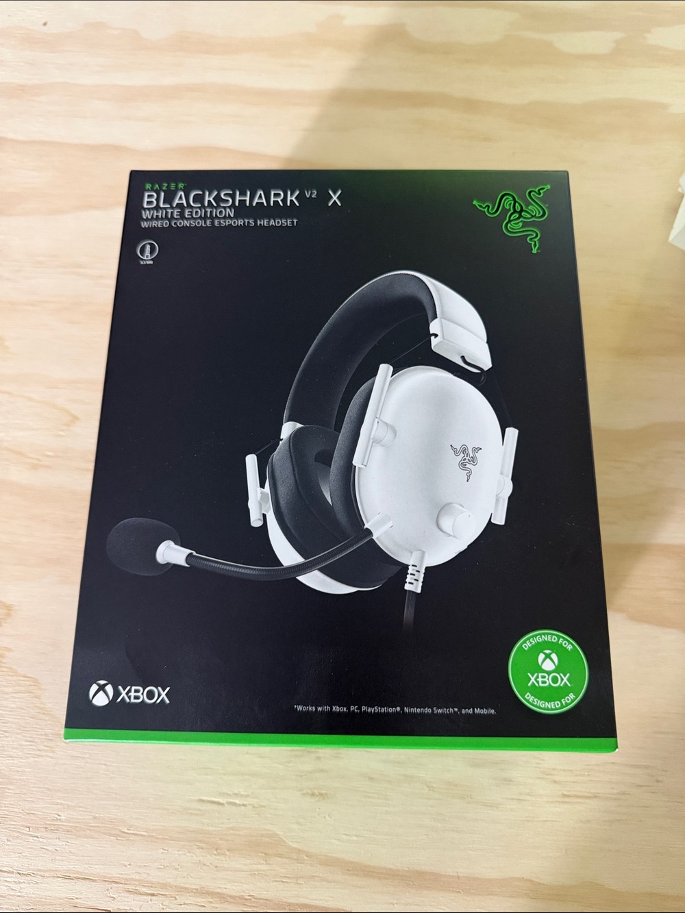 Razer BlackShark V2 X White Gaming Headset with Detachable Mic